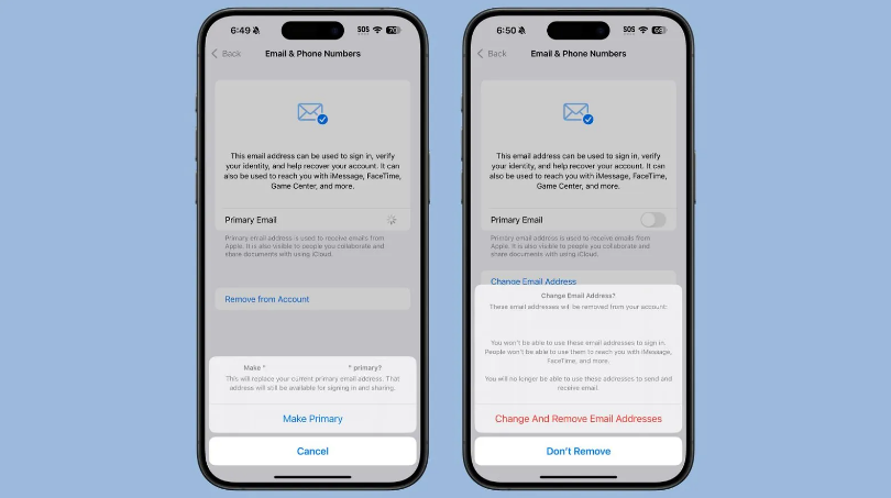 两当苹果手机维修分享苹果 iOS 18.1 支持设置“主要”邮箱地址并更改 iCloud 邮箱 